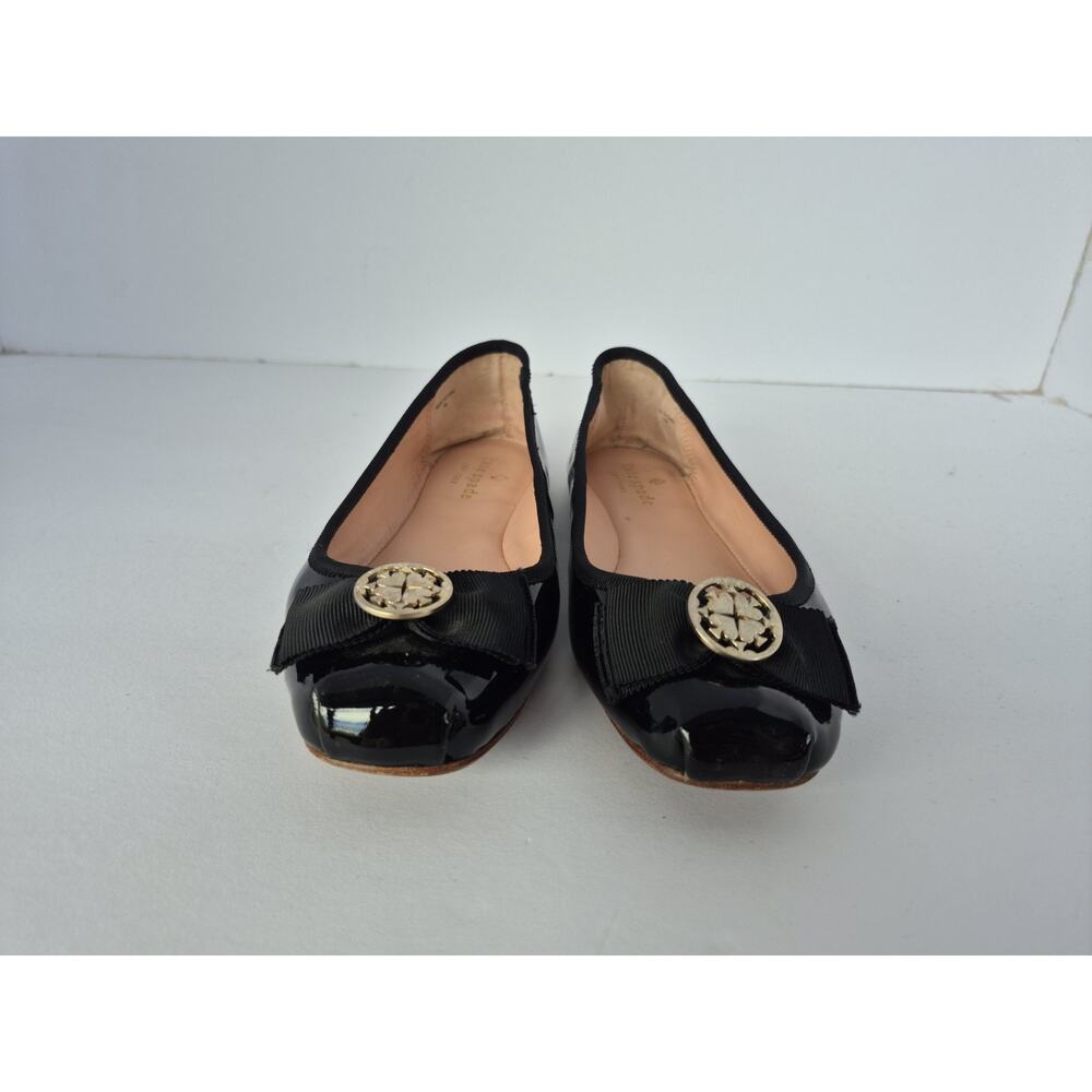Kate Spade New York Black Patent Leather Bow Ballet Flats Women’s Size 7M - Picture 4 of 9